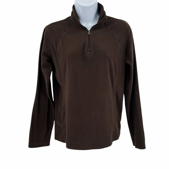 Columbia Brown Quarter Zip Long Sleeve Fleece Pullover Women's Size Small S - Picture 1 of 7